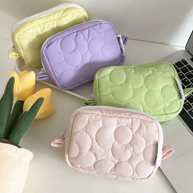 Tech Accessories Kit - Ins 귀여운 패브릭 파우치 가방, 캔디